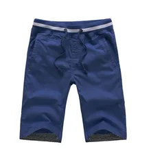 Летние новые хлопковые мужские шорты кэжуал с завязками на талии черные Хаки мужские пляжные шорты-бермуды 4XL