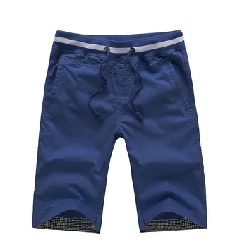 

2018 Summer New Cotton Casual Shorts Men Drawstring Waist Black Khaki Men Bermuda Beach Shorts 4XL