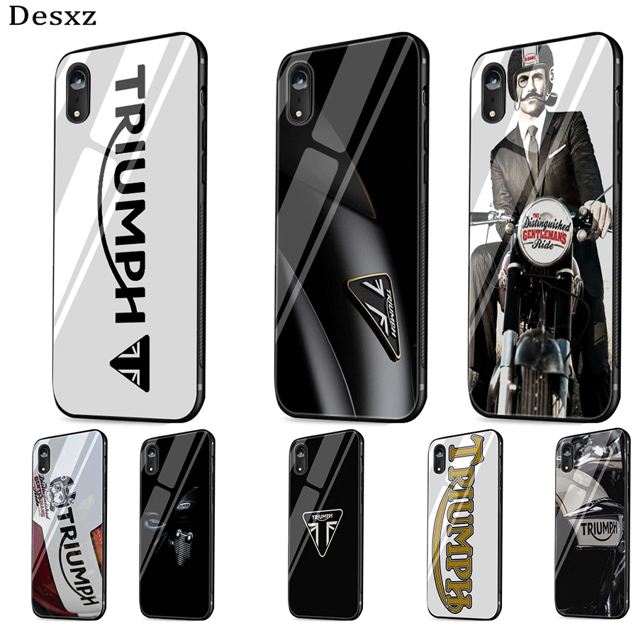 

Desxz triumph Motorcycle Glass Case For iPhone 5 5s SE 6 6s 7 8 Plus X XR XS Max Cover
