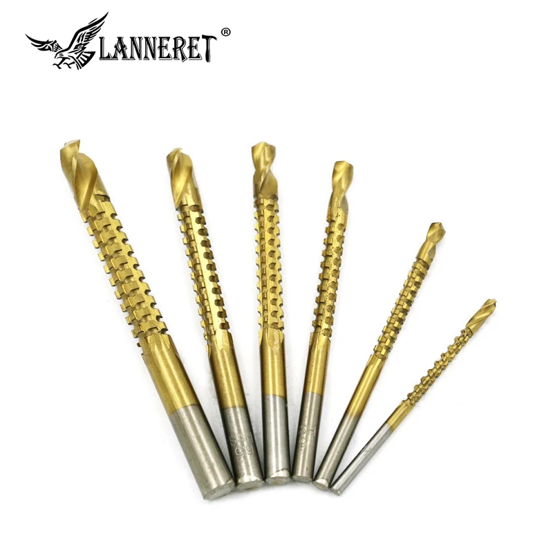  LANNERET 6pcs 3~8mm HSS Twist Drill Bit Power Drill High Speed Steel Drilling Bits Set For Metal Wo