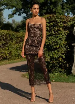 

Summer Fashion Sexy Sleeveless Black Lace Bandage Dress 2019 Designer Fashion Party Dress Vestido