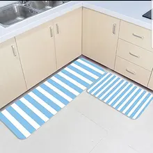 2 шт. Коврики для кухни и ковры набор светло-голубые и белые вертикальные полосы украсить дом Non Skid Спальня Коврики Дверные для гостинной