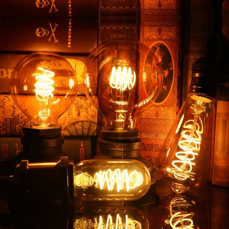 LATTUSO T45 ST64 G80 G95 G125 спираль света светодио дный лампа накаливания 4 Вт E27 Ретро Винтаж лампы декоративное освещение затемнения Эдисон лампа