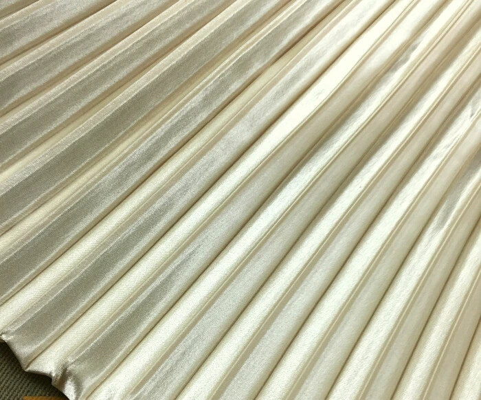 

2 meters 150cm 59.05" width apricot stripes accordion pleated satin fabric dress skirt clothing material MM301