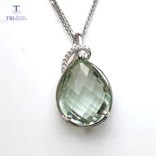 TBJ, подвеска из стерлингового серебра 925 пробы с натуральным зеленым аметистом груша 12*16 мм checkboard резка драгоценного камня ожерелье с коробкой для ювелирных изделий