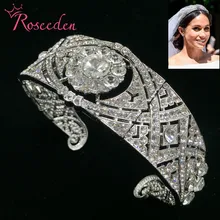 Новинка, регулируемая свадебная тиара Meghan Markle, королевские диадемы Mary со стразами, Королевская корона, свадебные украшения для волос RE3037