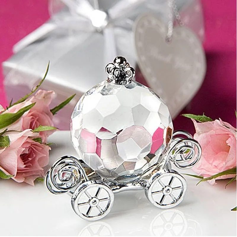 

100pcs Transparent Crystal Collection Cinderella Pumpkin Carriage Wedding Favors And Gift Crystal Wedding Centerpiece ZA1247
