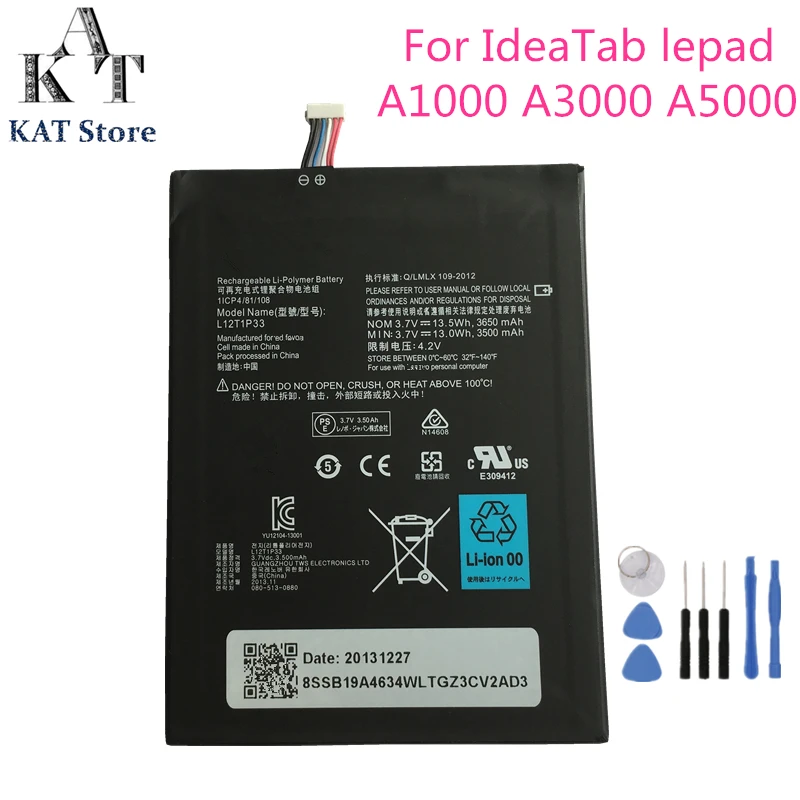 

Original Tablet Battery For Lenovo IdeaTab lepad A1000 A1010 A3000 A5000 3650mAh Batteries L12T1P33 Rechargeable Accumulator