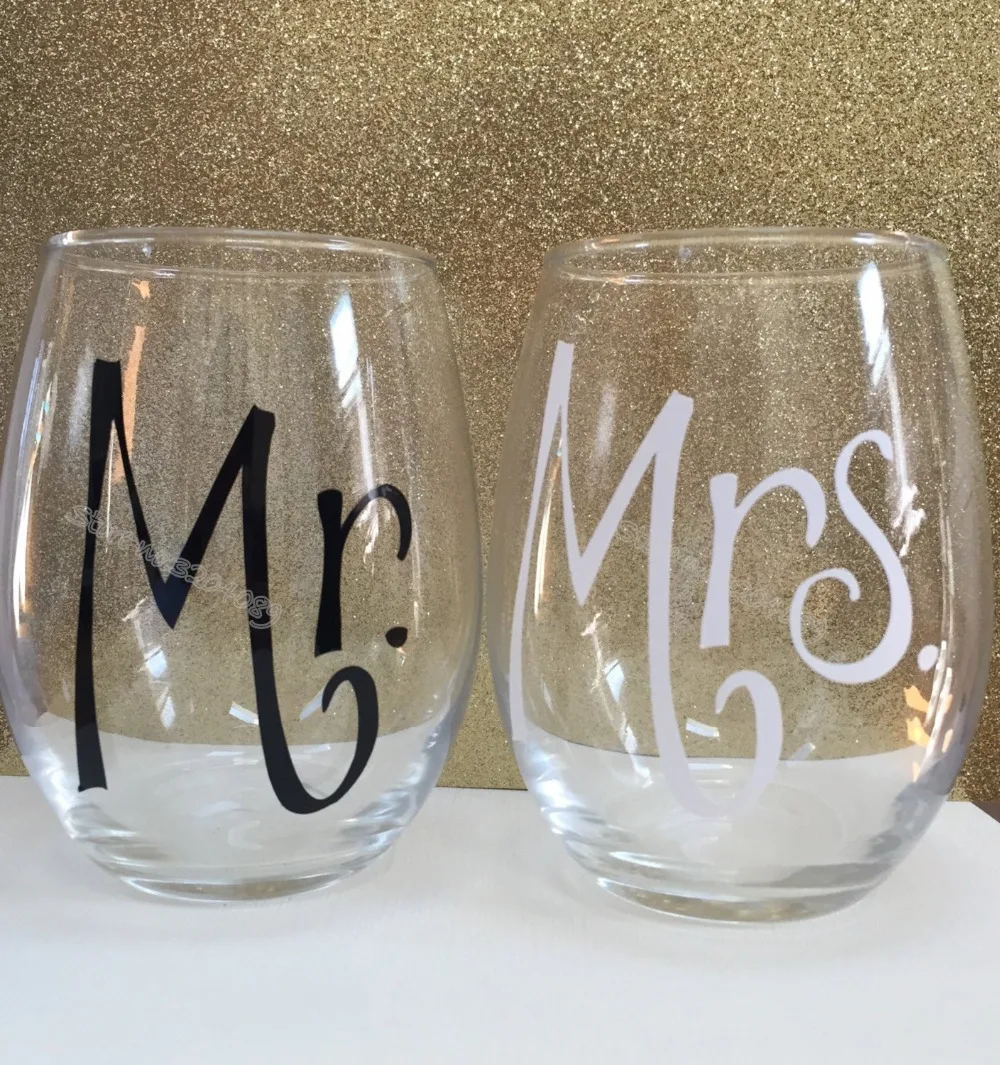 

6pcs Mr& 6pcs Mrs /set Wine Glass Sticker Engagement dinner Banquet party occasion champagne sticker stemless glass decal EB029