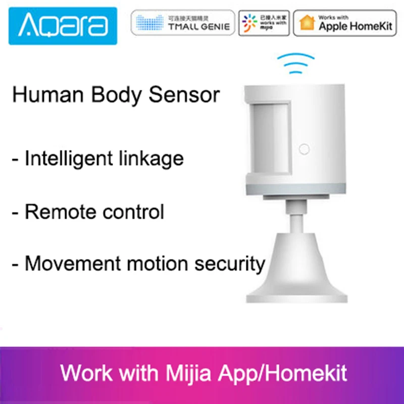 

Wholesale Xiaomi Aqara Smart Home Human Body Sensor Security Device with Holder Stand Movement Sense Light intensity detection