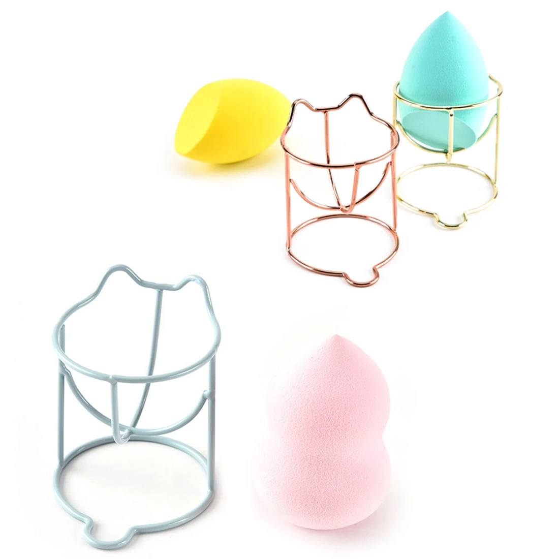 

Support Drying Rack Beauty Bracket Kawaii Cat Shape Carbon Steel Empty Makeup Sponge Holder Cosmetic Puff Display Stand