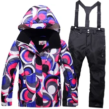 Free shipping ski suit kids jacket+pants winter clothing set boys and girls new skiing waterproof windproof skiing ootdoor