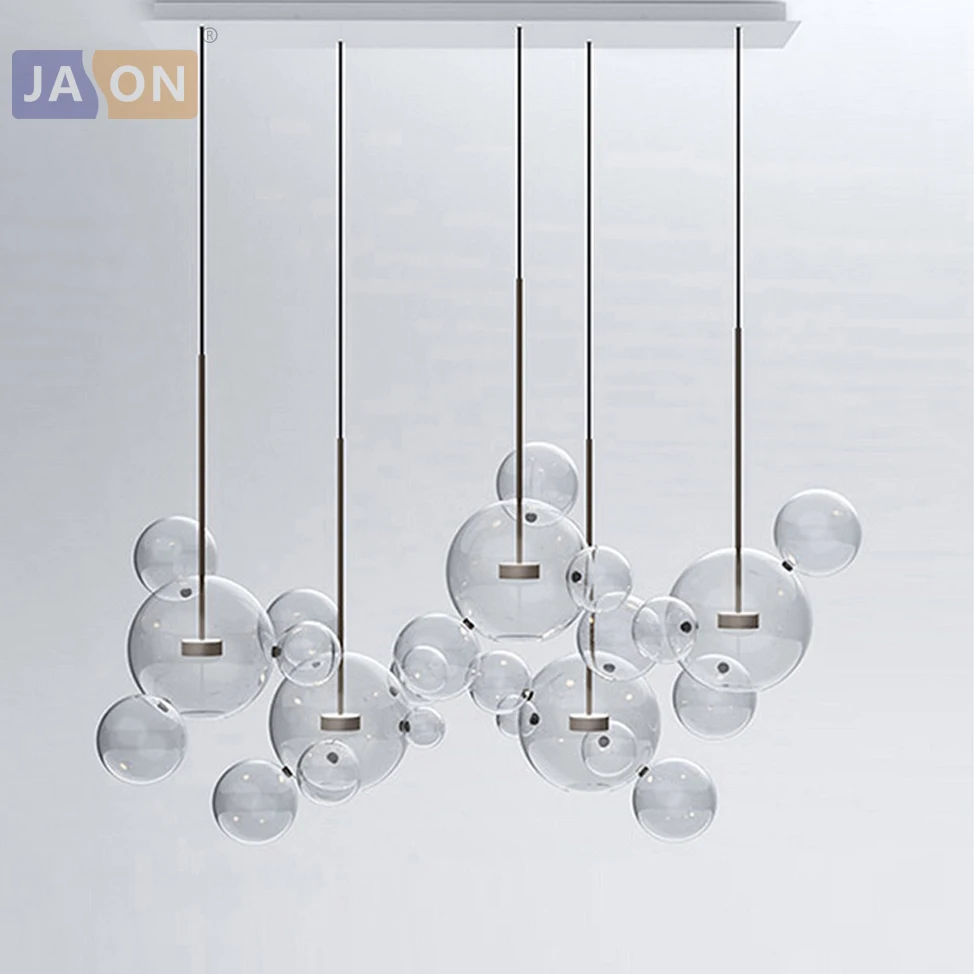 LED Postmodern Iron Glass Bubbles Golden Chandelier Lighting.Chandelier LED Lamp.LED Light For Dinning Room Foyer