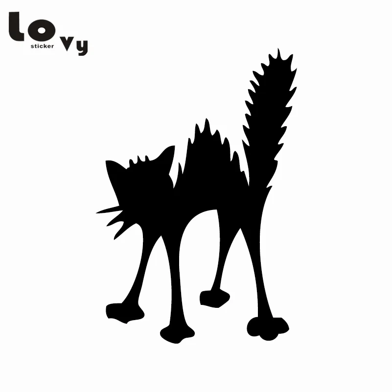 064 Halloween Chat En Colère Silhouette Vinyle Voiture Autocollant Dessin Animé Animal Voiture Décalcomanie In Autocollants De Voiture From