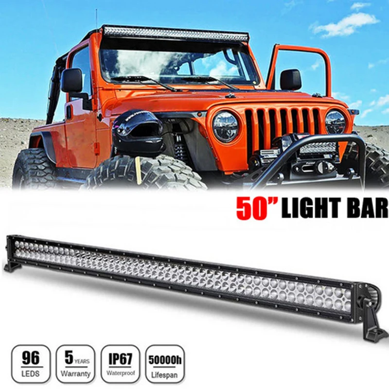 

288W 50inch Waterproof LED Light Bar Single Row Spot and Flood Combo Beam For Offroad Jeep Truck ATV PICKUP Driving Lamp 4WD