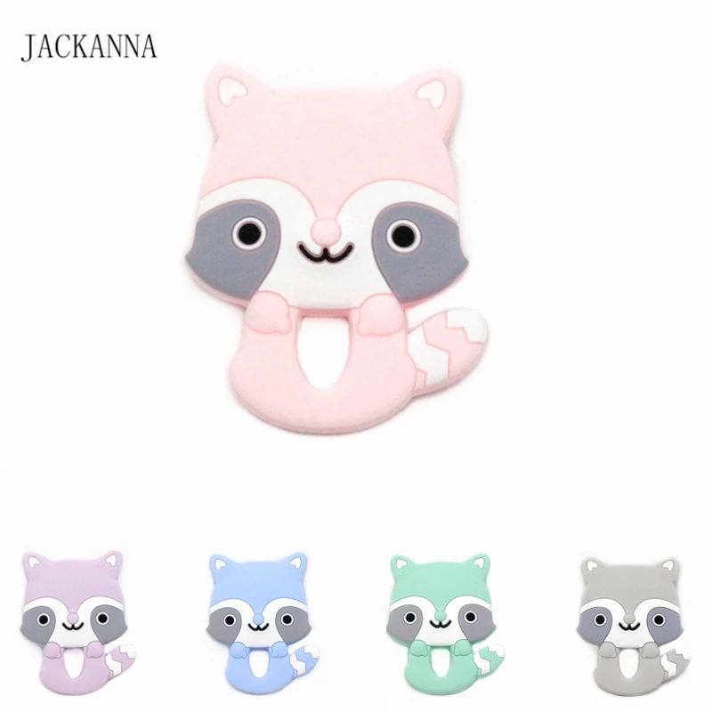 

5PCS Raccoon Silicone Teether Food Grade BPA Free DIY Baby Teething Necklace Nursing Accessories Silicone Animal Baby Teether