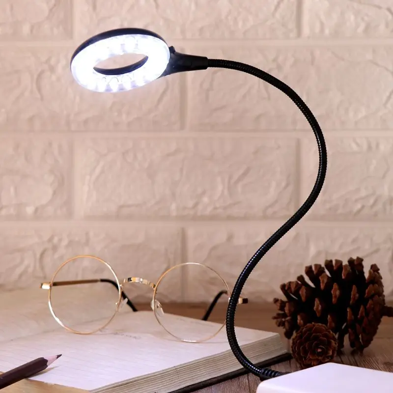 Кольцевой светодиодный светильник USB настольная лампа 5 в яркая лампа Гибкая изогнутая Регулируемая угловая лампа для чтения кемпинга Powerbank для ноутбука