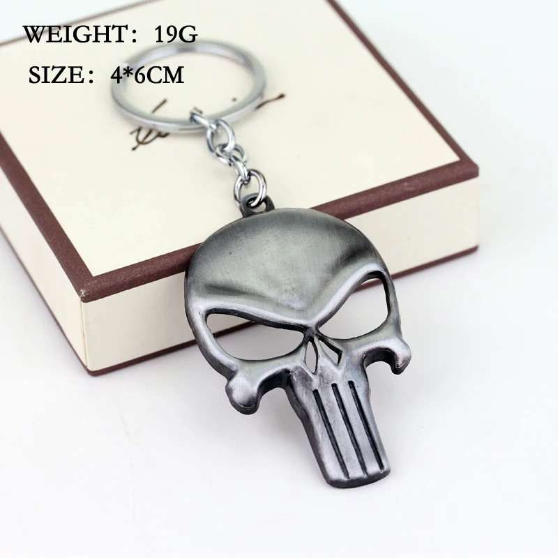 Dongsheng el Punisher llavero cráneo Punisher esqueleto llavero Películas llavero para las mujeres hombres Llaves para coches joyería regalo de 50