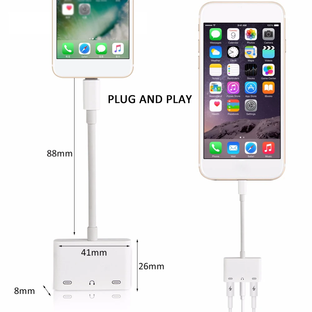 ACCGUYS 3 5 мм Aux разъем для наушников аудио адаптер сплиттер зарядный кабель iPhone X 7 8