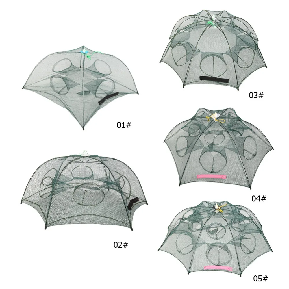 Автоматическая рыболовная сеть складной 4/6/8/12/16 отверстия Портативный Рыбалка ловушка для креветок Рыба Гольян креветки и крабы закидные ловушки сетки ловушка