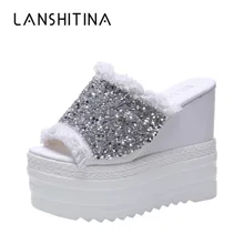 2019 Women Summer Beach Slippers 13CM Heels Shoes Flip Flops Women High Platform Wedges Gladiator Sandals Thick Bottom Slippers цена 2019 Women Summer Beach Slippers 13CM Heels Shoes Flip Flops Women High Platform Wedges Gladiator Sandals Thick Bottom Slippers цены онлайн