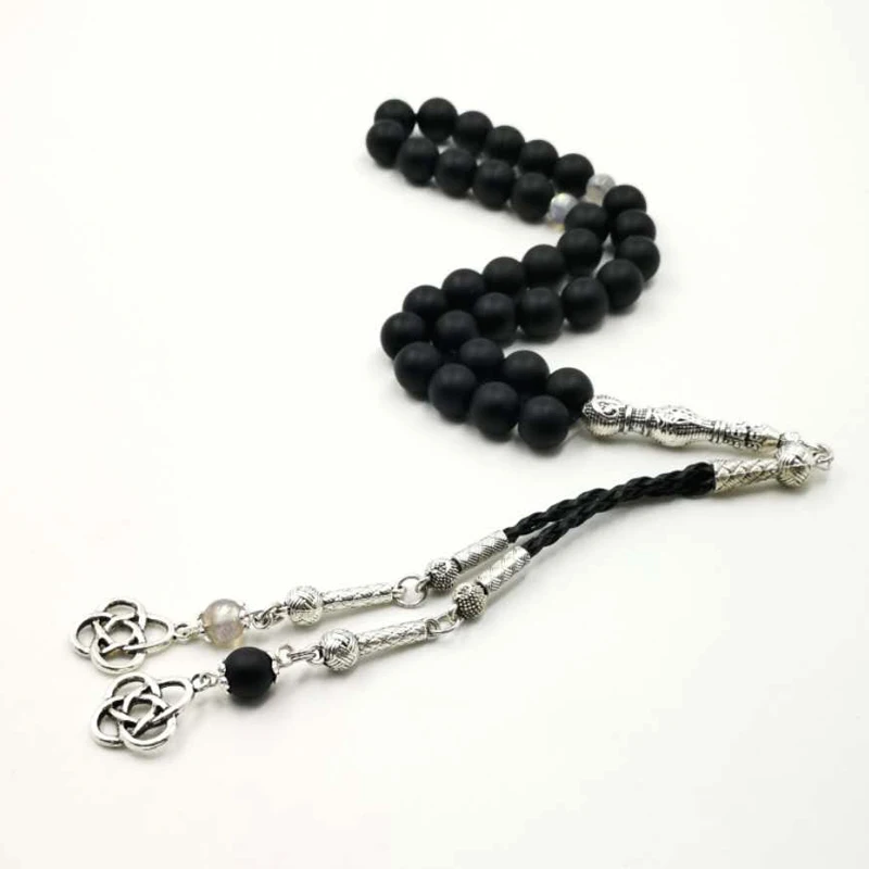 Натуральные матовые черные Агаты tasbih с лунным камнем мужские misbaha специальный