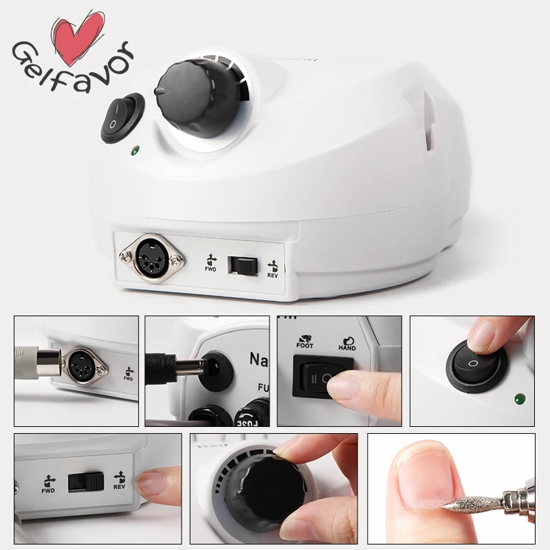 

Gelfavor Electric Manicure Drill New Arrival EU Plug Nail Design Nail Art Nails Accessories Drill Equipment Nail File