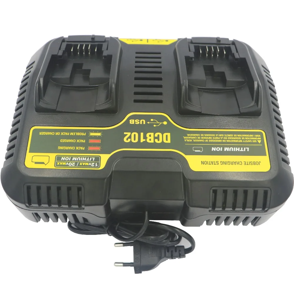Dvisi литий ионная батарея двойное зарядное устройство usb 4.5A макс для Dewalt 10 8 V 12V 14 4 18V 20V 60V DCB105 DCB101 DCB102 DCB112