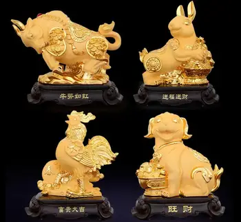 

26cm Resin 12 Zodiac Sha Jin Mouse Niu Hu Rabbit Dragon Snake Horse and Sheep Monkey Chicken Pig Crafts Decoration