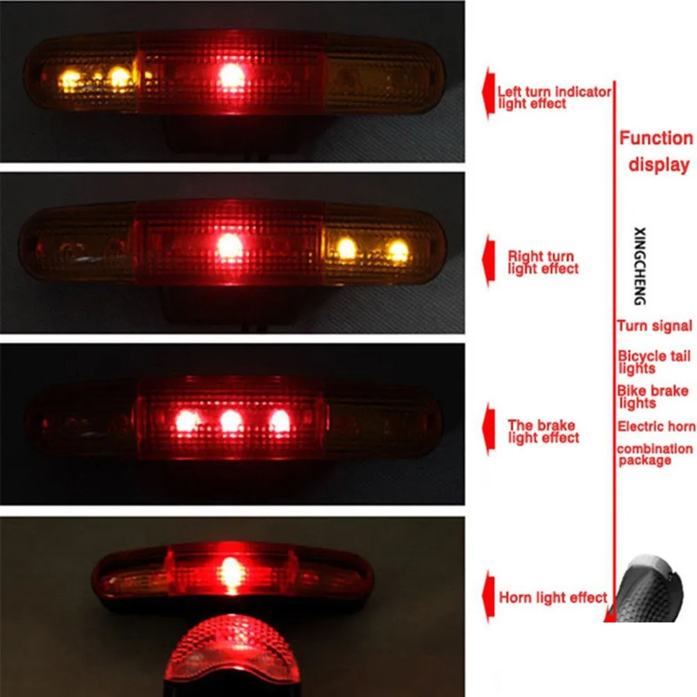 Светодиодный велосипедный велосипед поворотник направленный тормозной фонарь лампа 8 звуковой Рог крепление для езды Предупреждение фонарь заднего хода свет