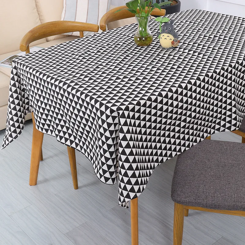 

Modern Tablecloths Nordic Style Geometric Rectangular Table Cloth Black Gray Simple Triangle Printed Table Cover For Banquet 1pc