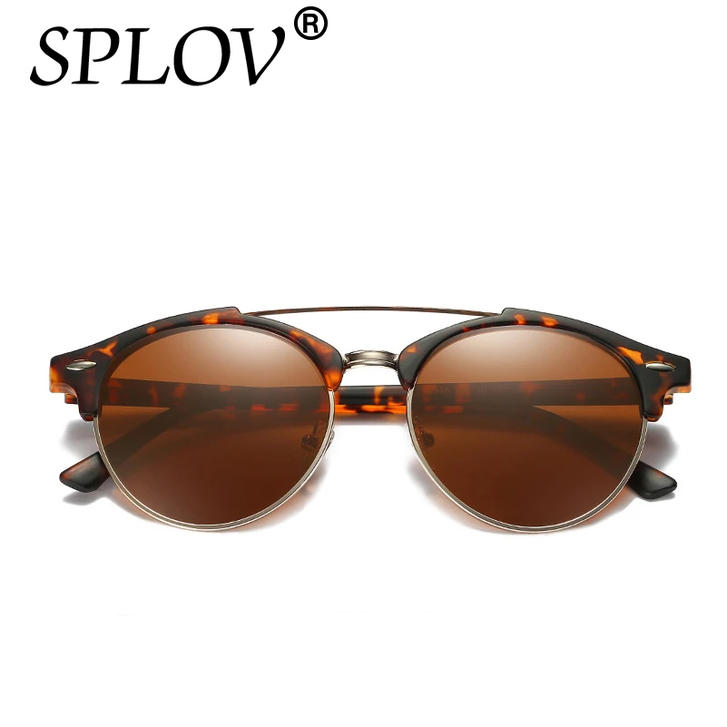Ray брендовые Роскошные Дизайнерские поляризованные авиационные Круглые Солнцезащитные очки мужские винтажные Ретро очки женские очки для вождения металлические очки - Цвет линз: C04 Leopard Tea