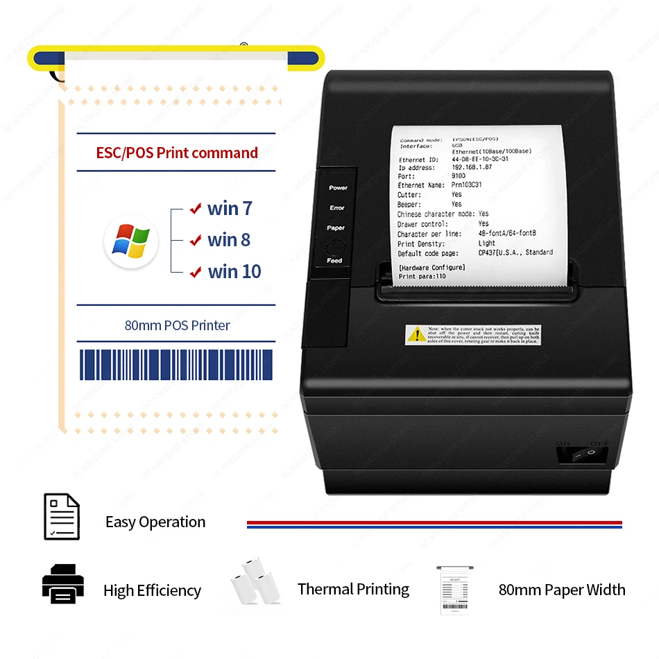 80 мм Термальный чековый POS принтер счета автоматический резак Принтер USB Ethernet