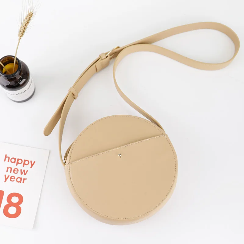 

Round Shaped PU Leather Shoulder Bag High Quality Crossbody Bag Cute Circular Small Cellphone Handbag Stylish Messenger Bag