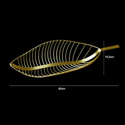 DUNXDECO для дома и офиса, железный держатель для хранения фруктов, закусок, конфет, Настольный многофункциональный органайзер, Современный художественный декор в форме листа - Цвет: B