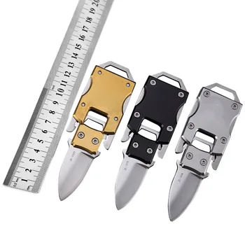 Mini Pocket Foldable Stainless Steel Knife with Keychain Outdoor Sports Camping Hiking Hunting Survival Self Defense Supplies 3