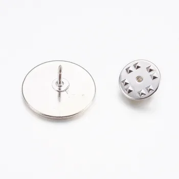 

10pcs Brass Brooch Findings Flat Round Silver Lapel Pin Backs Cabochons Base Settings DIY Jewelry Making 19.5mm x1.8mm Pin: 1mm