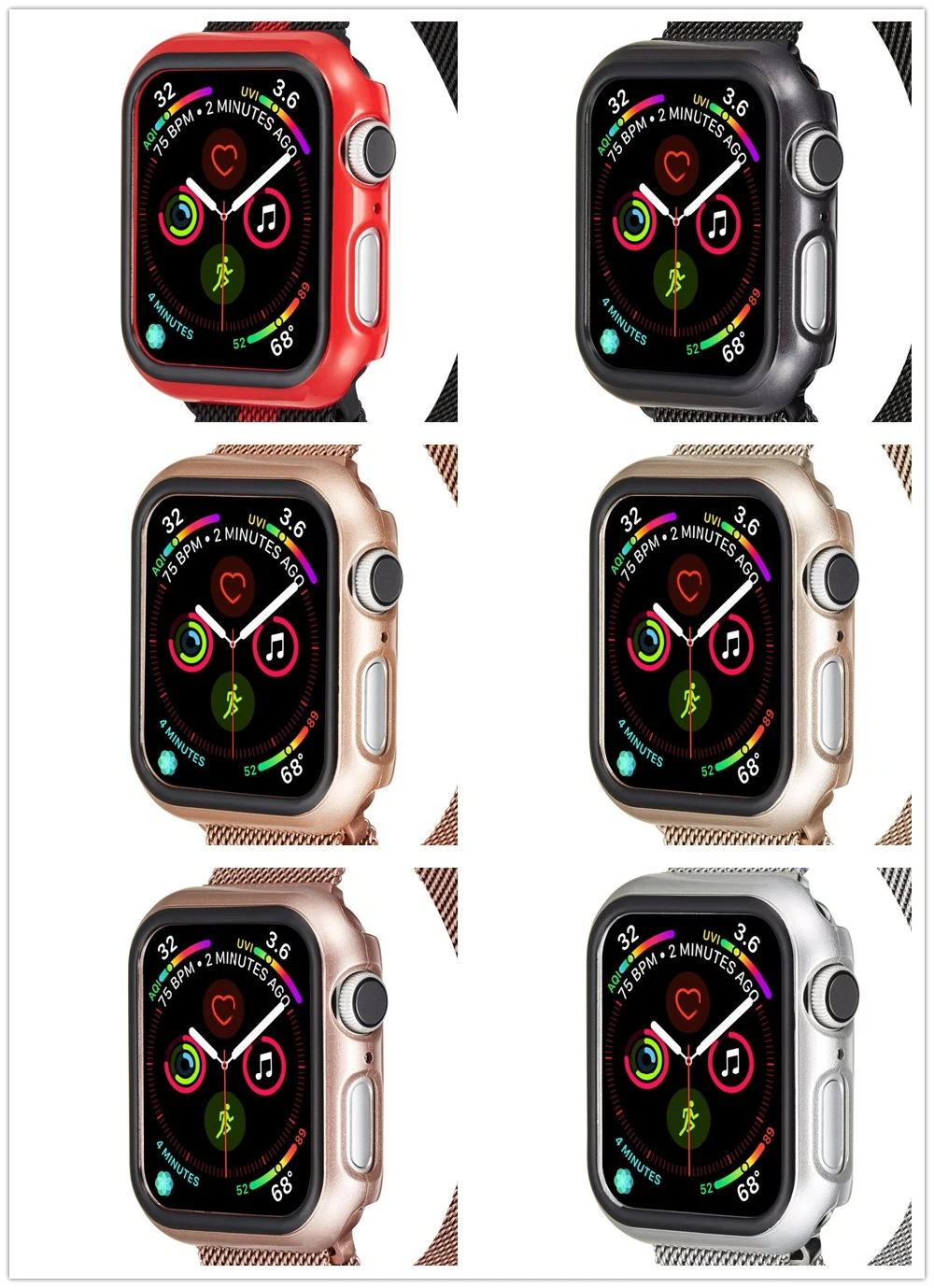 Чехол из поликарбоната для Apple Watch iWatch Series 4, чехол с рамкой, полная защита 40 мм, 44 мм, 44/40 мм, ремешок, аксессуары, бампер