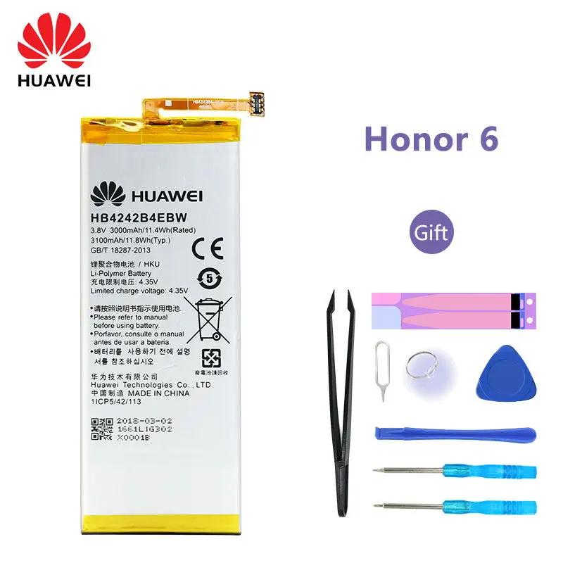 huawei Батарея для huawei для НУА Вэй слава 6 H60-L01 H60-L02 H60-L11 H60-L04 Honor 4X3000 мА/ч, HB4242B4EBW huawei Honor6 Батарея