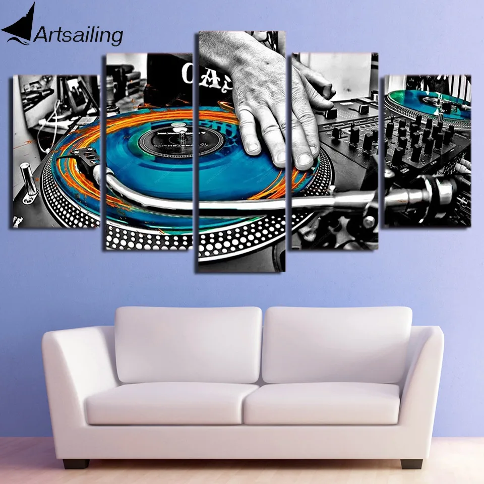 

HD Printed 5 Piece Canvas Art DJ Music CD-ROM Painting Modular Wall Pictures for Living Room Music Poster Free Shipping CU-2323A