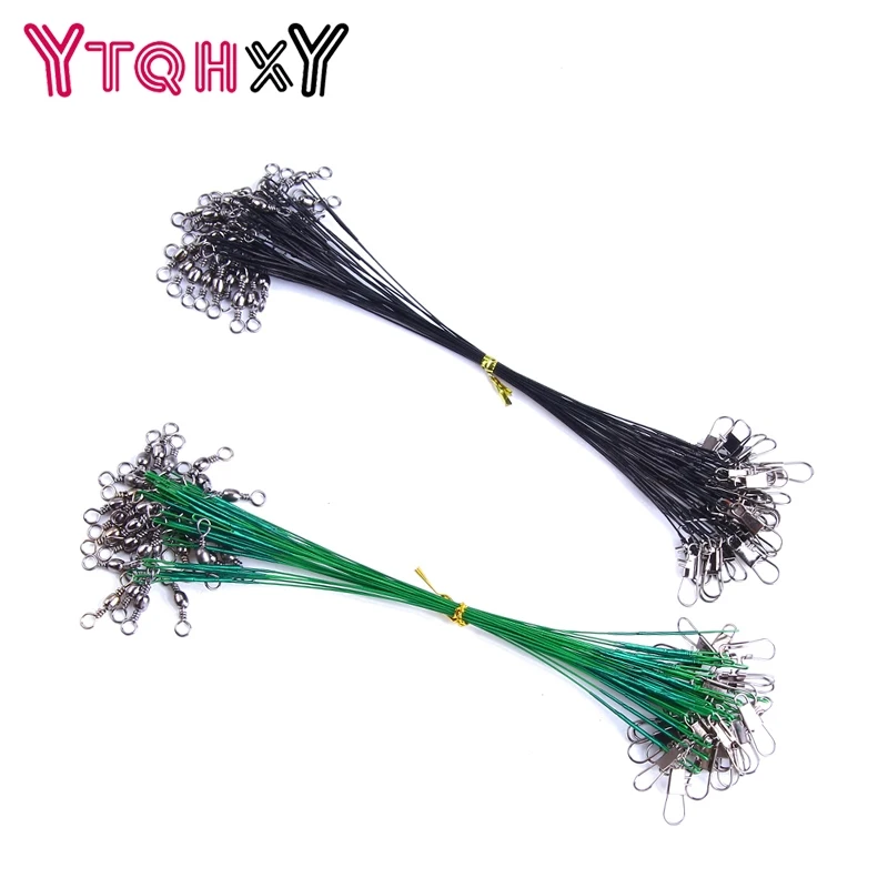 

YTQHXY 30PCS/lot Fishing Line Steel Wire Leader 15cm/20cm/25cm/30cm Fishing Gear Connector Copper Swivel Fishing Tackle YE-102