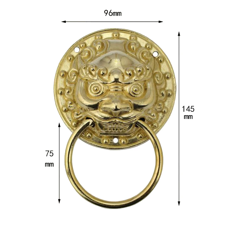 10 см archaize чистое медное чудовище ручка для ворот Бронзовая голова льва в