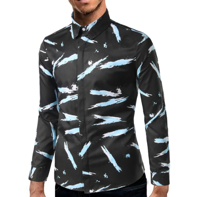 Бренд 2018 г. модные мужские рубашки с длинными рукавами Топы корректирующие Морской парусник цифровой печати мужская одежда Рубашки для
