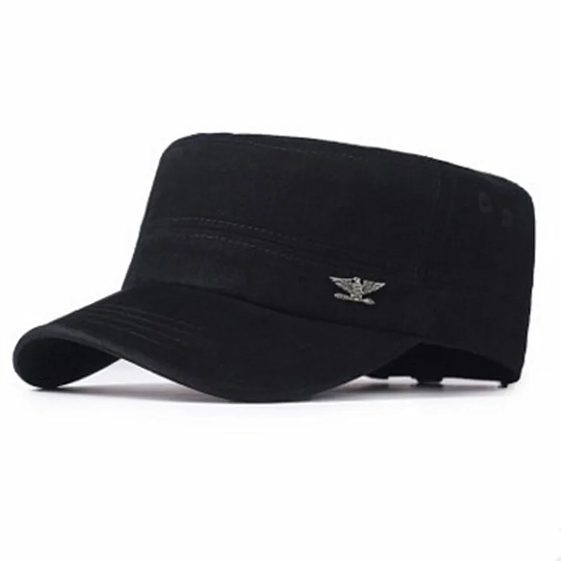 XdanqinX летние мужские шапки из хлопка в стиле милитари, Повседневная модная Балаклава, плоская кепка, регулируемый размер, винтажные шапки для папы - Цвет: black