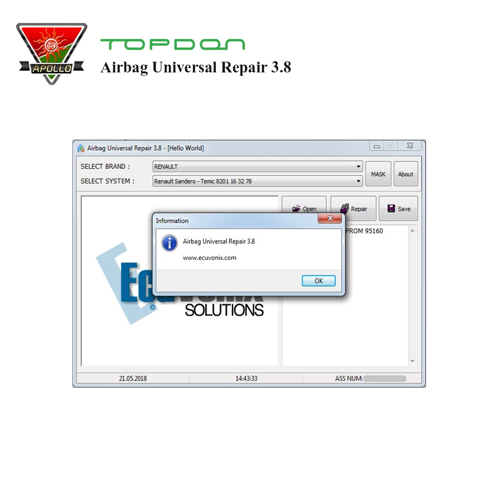 Topdon подушка безопасности Универсальный Ремонт 3 8 ЭБУ aibag программатор ремонт
