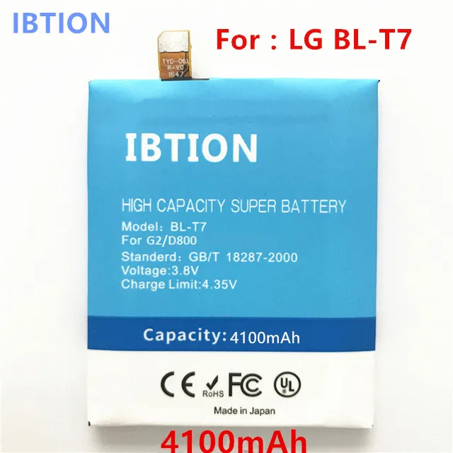 Ibtion 4100 мА/ч BL-T7 BL T7 BLT7 Батарея для LG Optimus G2 D800 D802 D801 L-01F LS980 P693 VS9801 VS980 | Мобильные