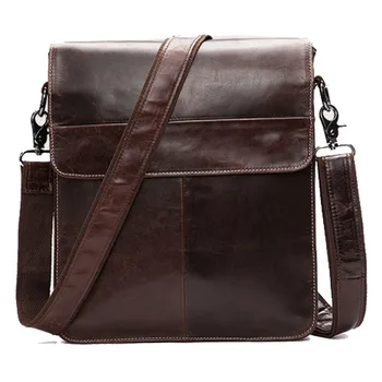 

High Quality tide Men Oil wax Genuine Leather Cowhide Briefcase Vintage Business Travel Casual Crossbody Shoulder Bag