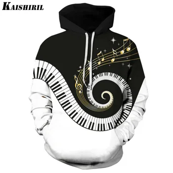 

KAISHIRIL Couples Piano Hoodies Men & Women Sweatshirts Male Long-sleeved Pullovers Hoodie Streetwear Loose Hooded Hoody Tops