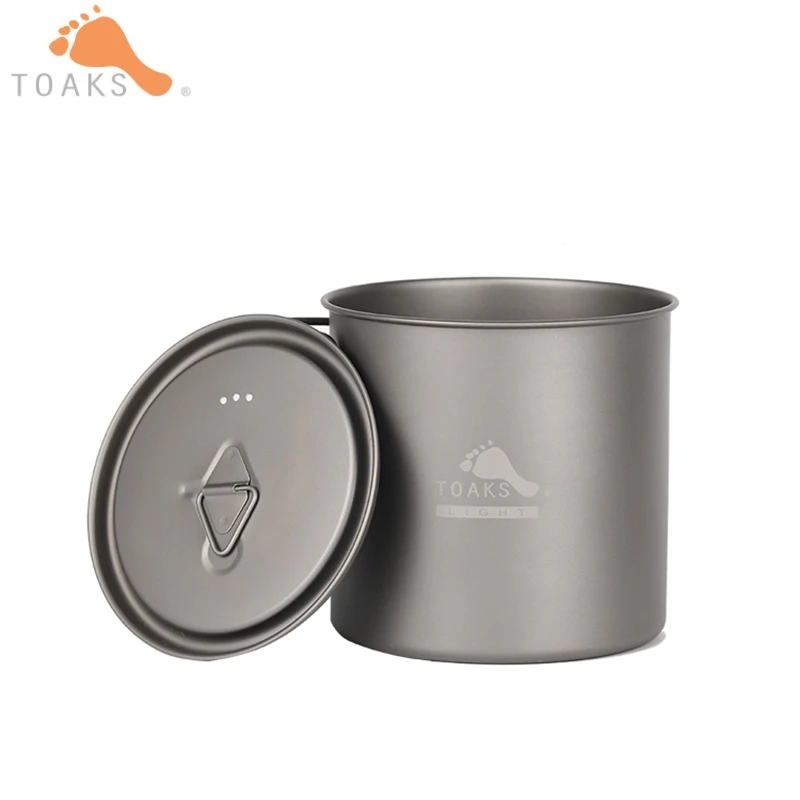 

TOAKS Titanium Cup 650ml Outdoor Camping Lightweight Pot Picnic Cookware Pot Bacteriostatic Titanium Pot With Lids POT-650-L