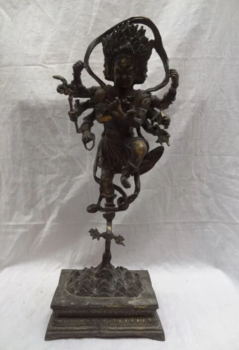 

S4699 24" Tibet Bronze Gilt Vajra Joss Kalachakra Dus Khor Kalacakra Buddha Statue D0318